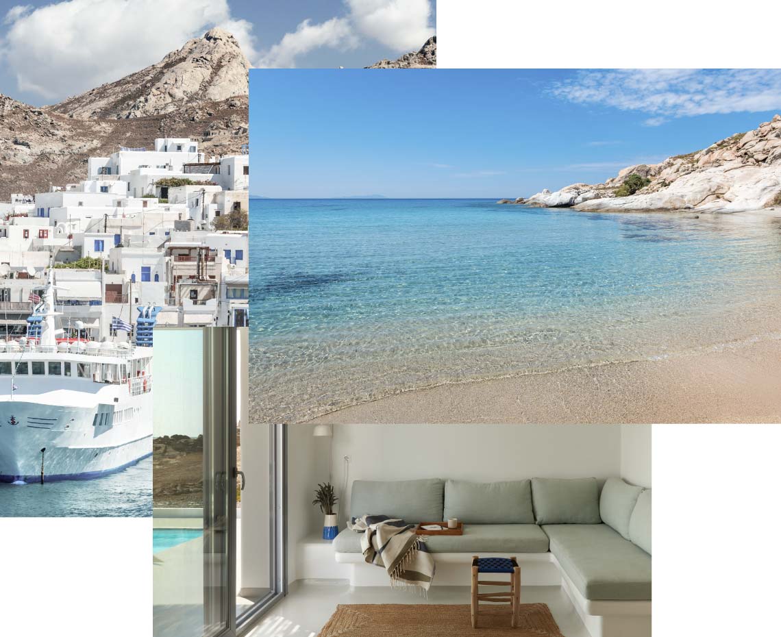 Naxos Gems Greece Villas for rent on naxos about pile collage chora beach living