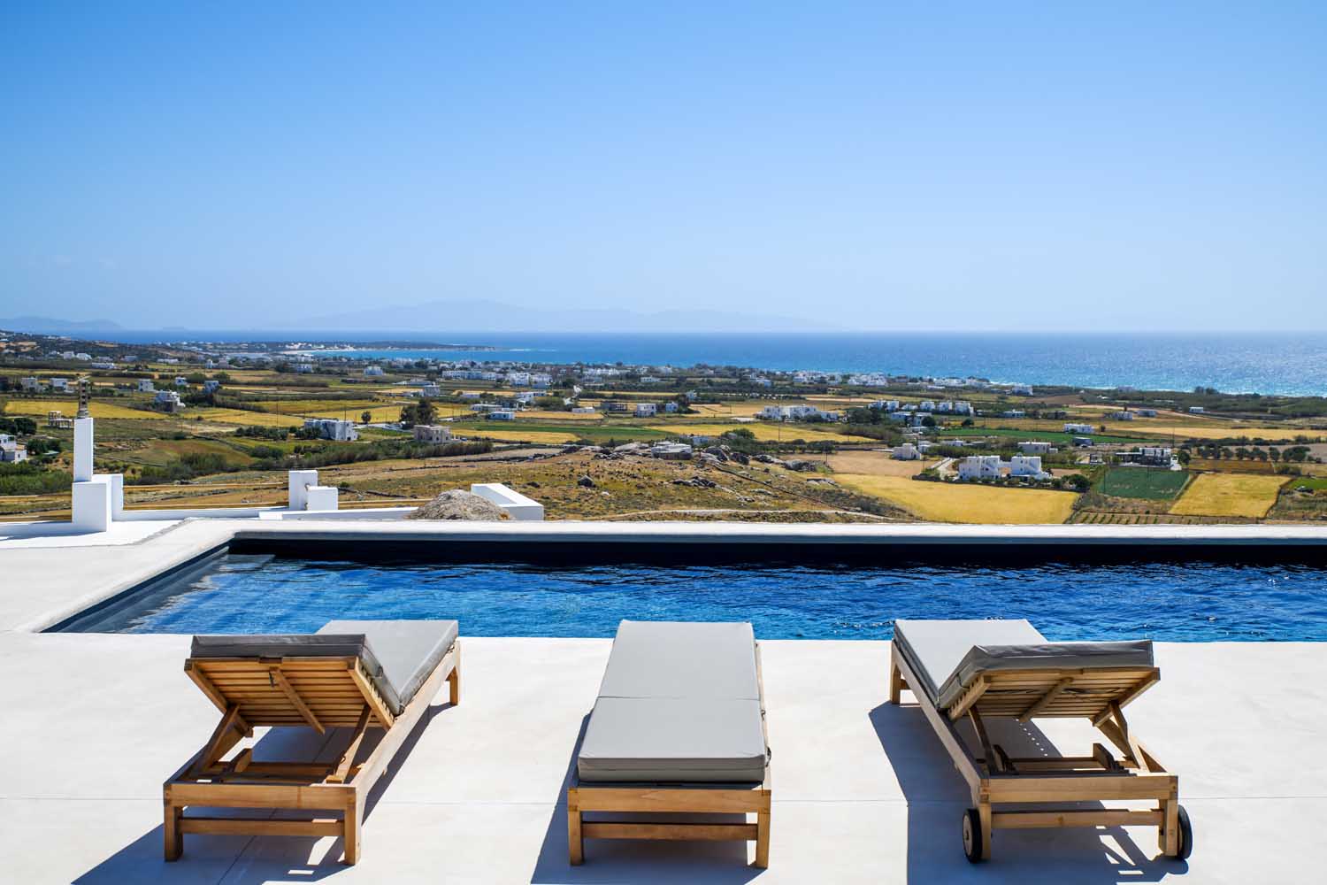 naxos gems vacation rentals on naxos villa for rent on naxos greece accommodation Beyond Naxos Mikri Vigla holiday home private pool sun beds sea view